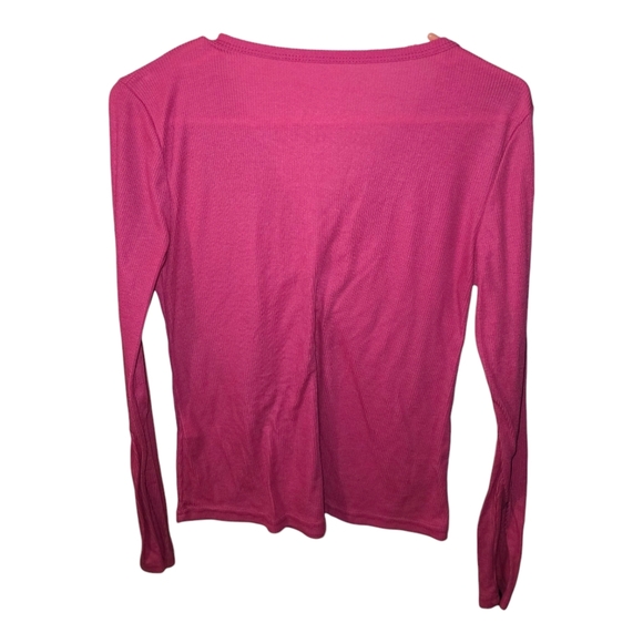 Pink V-Neck Buttoned Women's Top - Picture 3 of 3